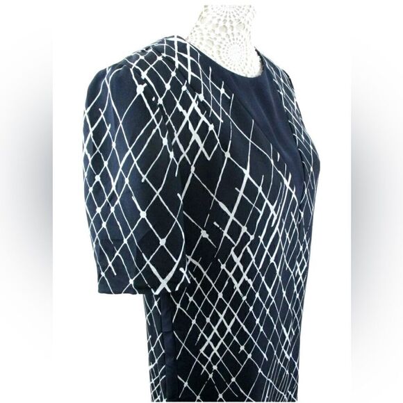 Whistles- Women’s Navy Blue White Diamond Splatter 100% Silk Dress US 8/ UK 12 - Picture 5 of 12